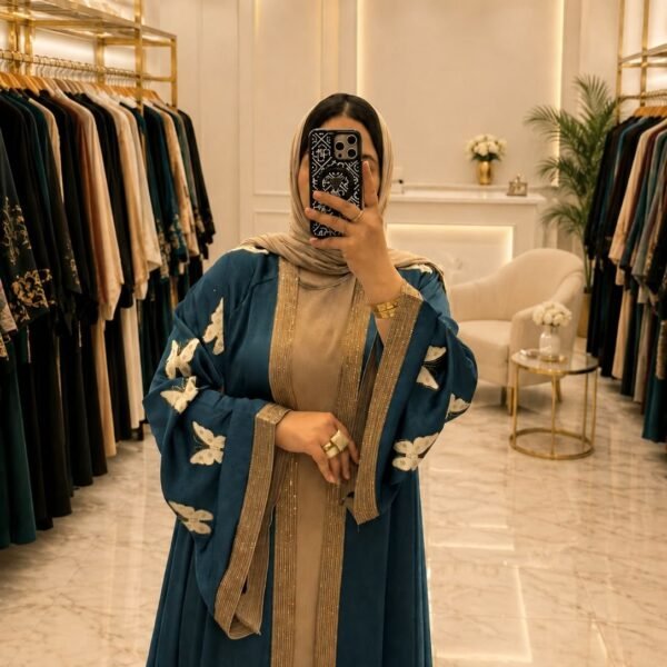 عباية قطعتين كاردى + بيزك + طرحة هدية